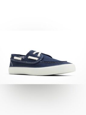 Sperry Navy Canvas Slip-On Boat Shoe with White Laces Size 9